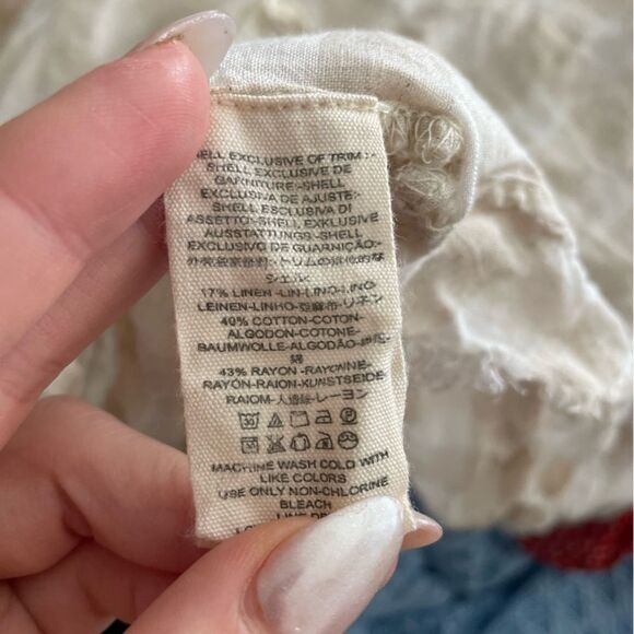 Free People Striped Hooded Flowy Button Down Shirt Sz Medium Raw Hem Neutral - Picture 4 of 5